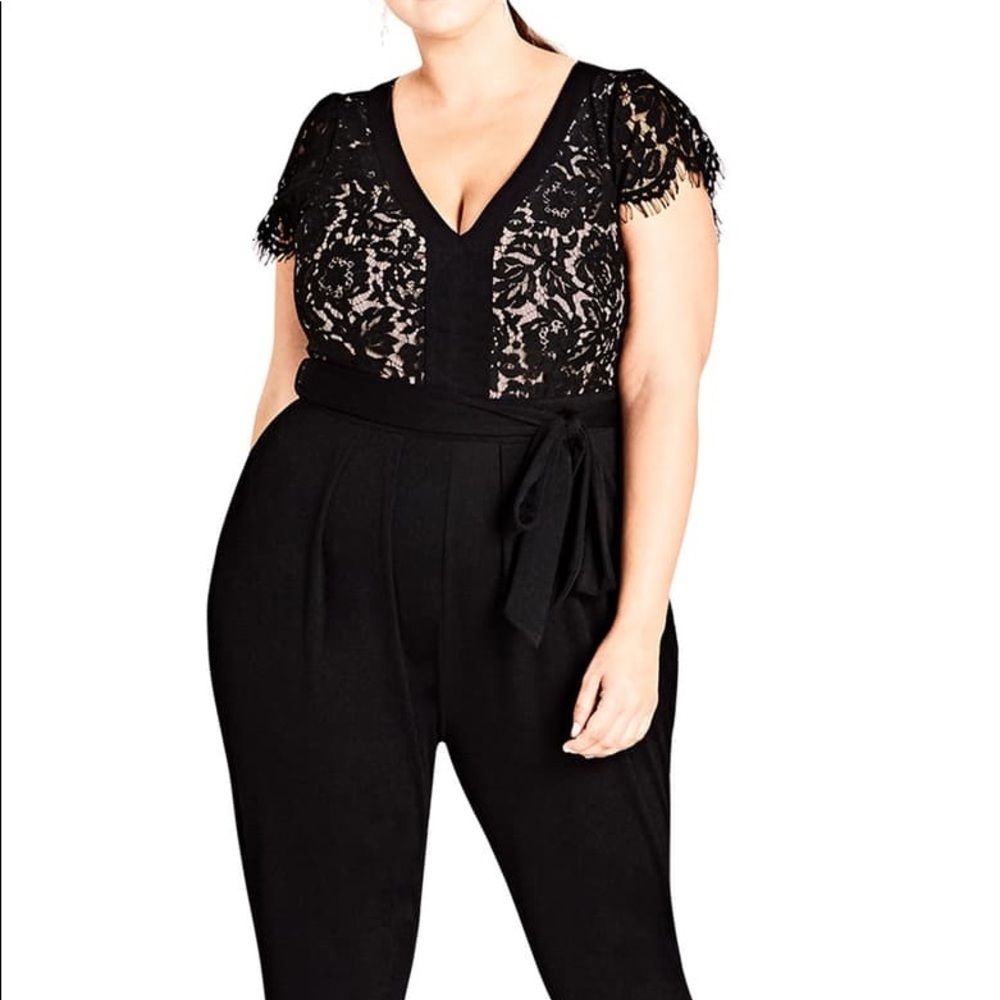 City Chic Decadent Lace Jumpsuit Size 20